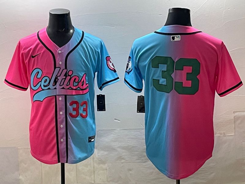 Men 2025 Boston Celtics #33 No Name Blue pink Nike NBA Jersey style 02